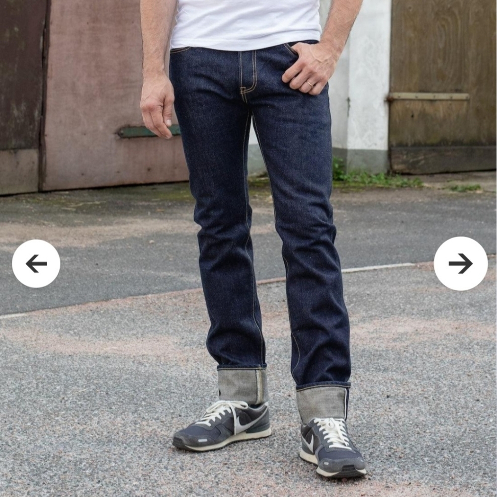 Iron Heart 18oz Vintage Selvedge Denim Slim Tapered Cut Jeans - Indigo - Picture 2 of 15